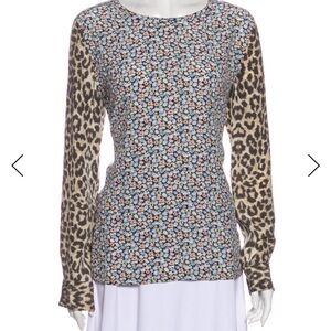 Equipment Silk Floral and Leopard Print Women's Top